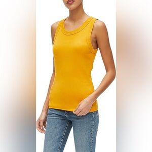Michael Stars Women's Paloma Wide Binding Yellow Gold Cotton Tank Top